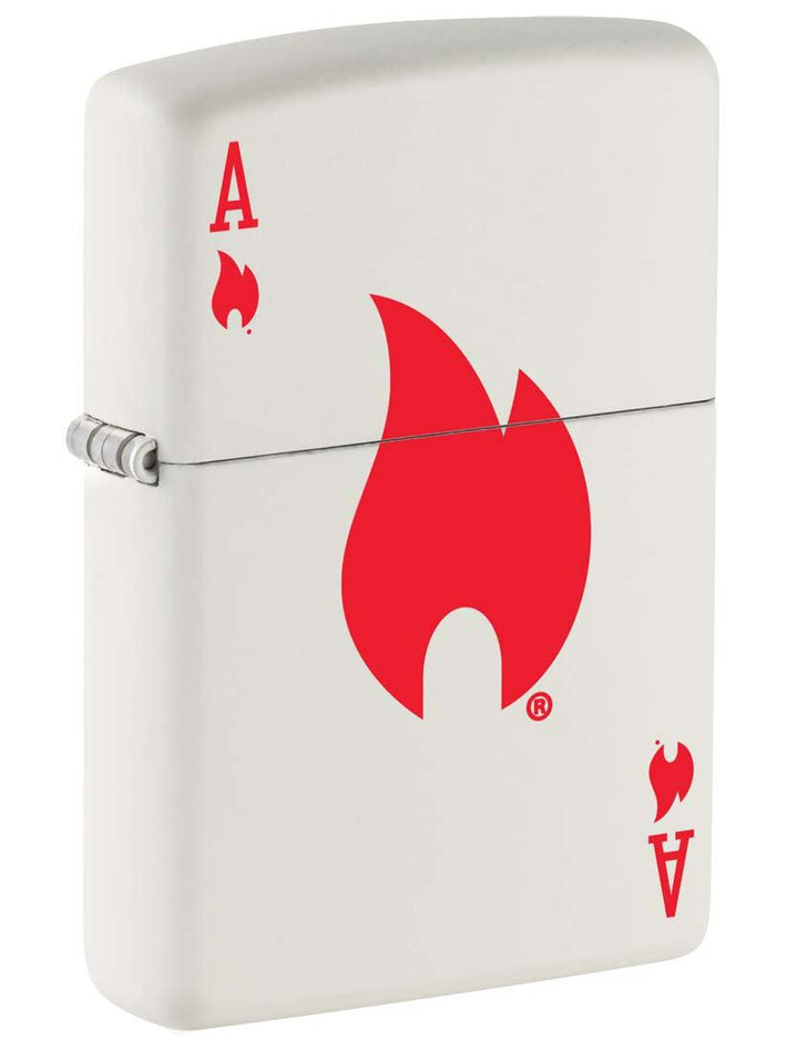 Zippo Lighter: Ace of Flames - White Matte 81342