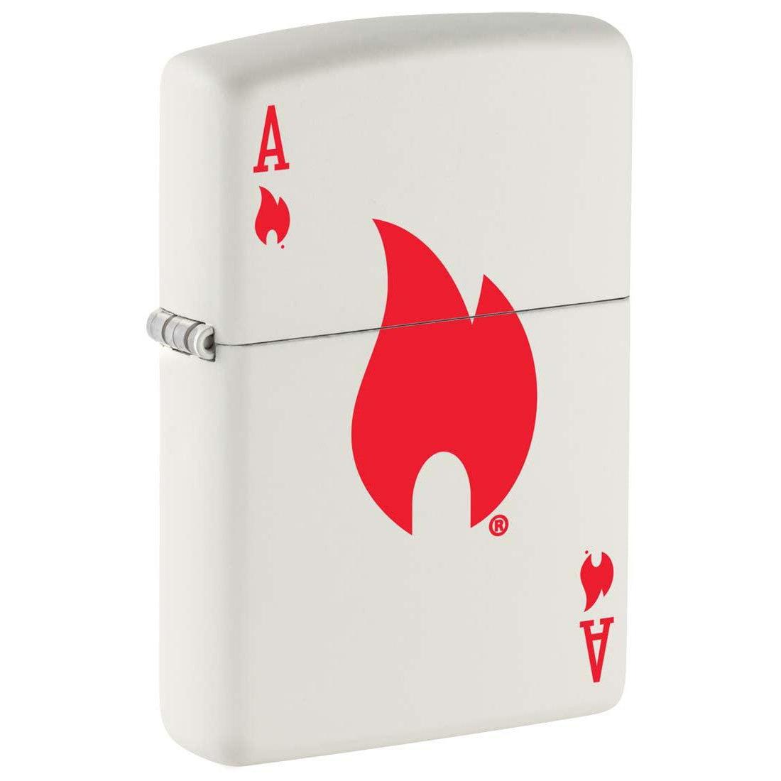 Zippo Lighter: Ace of Flames - White Matte 81342