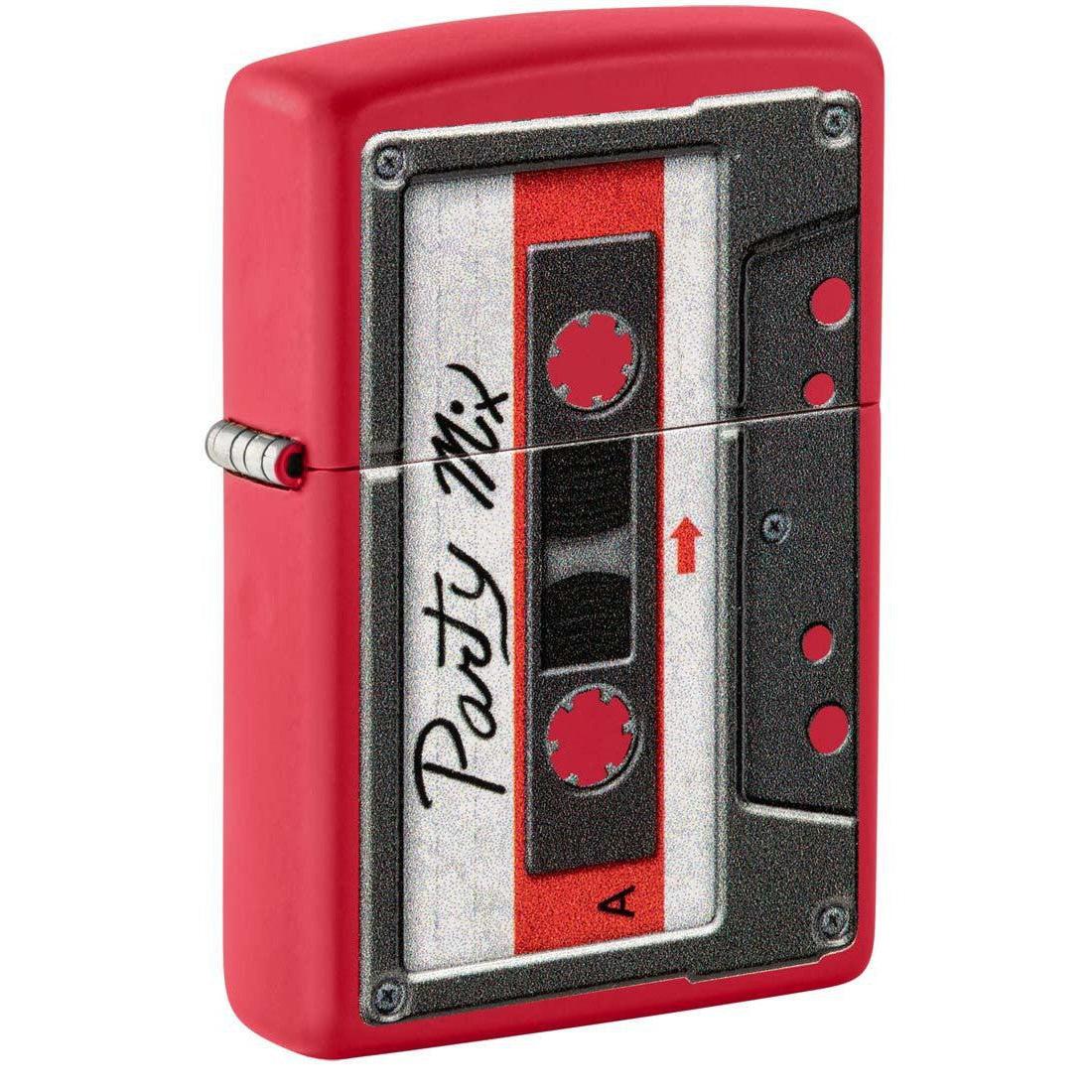 Zippo Lighter: Cassette Tape, Texture Print - Red Matte 81346