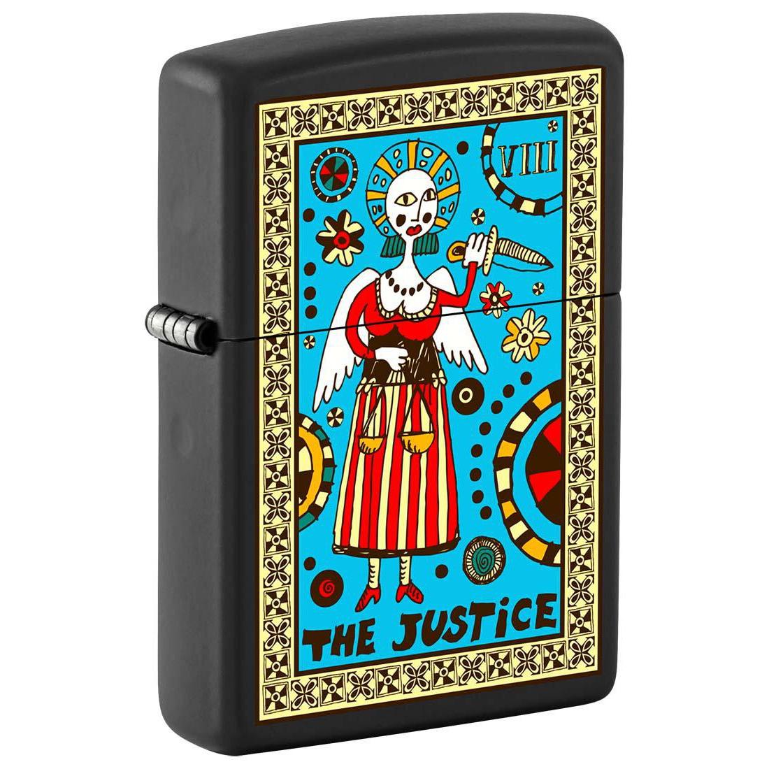 Zippo Lighter: Tarot Card 8, The Justice - Black Matte 81366