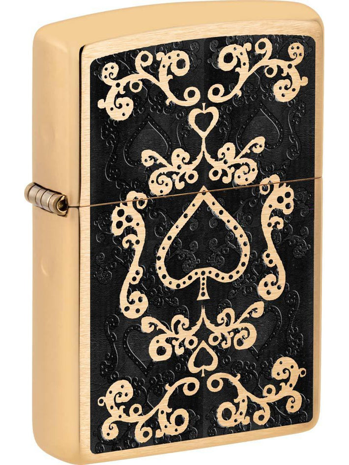 Zippo Lighter: Spade Design - Brushed Brass 81367