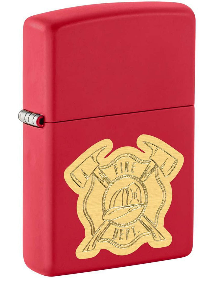 Zippo Lighter: Fire Department, Engraved - Red Matte 81373