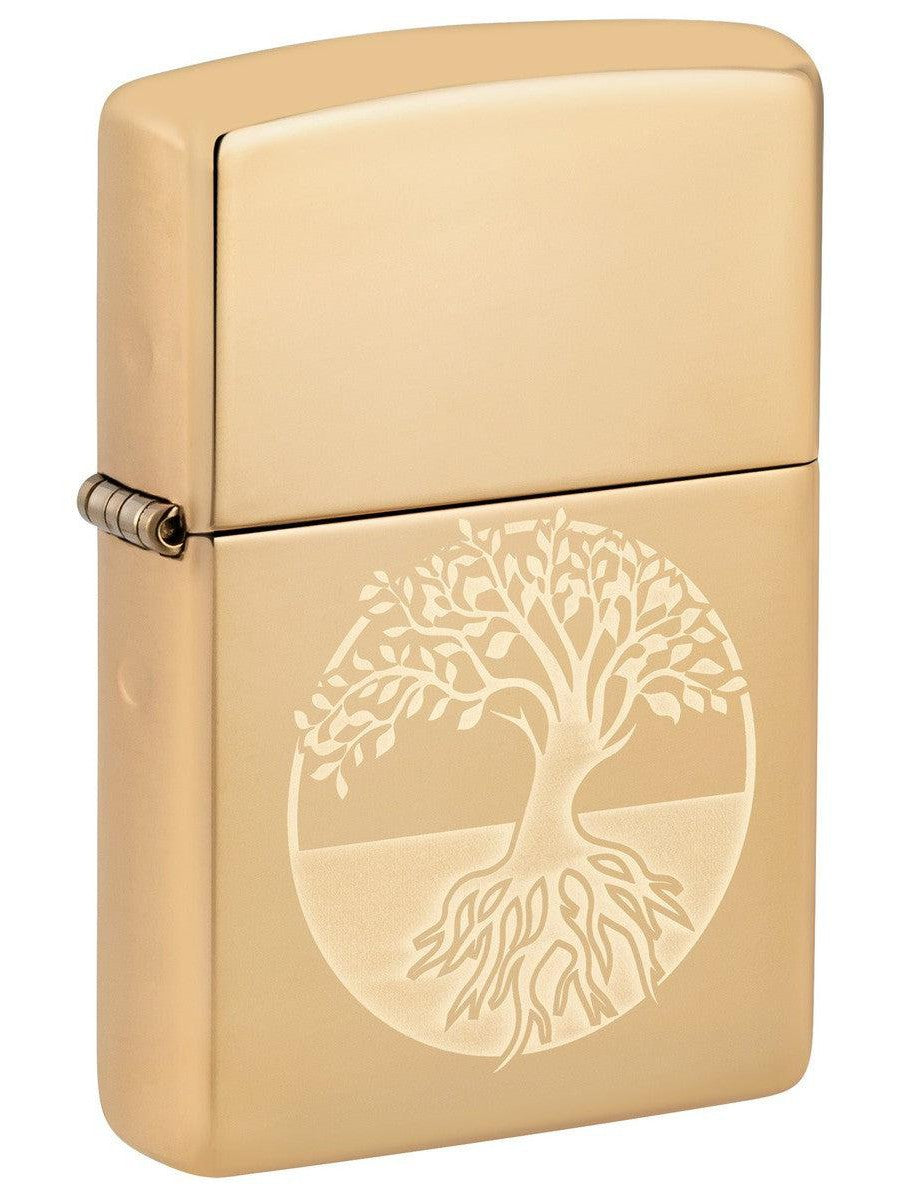 Zippo Lighter: Tree of Life, Engraved - High Polish Brass 81460