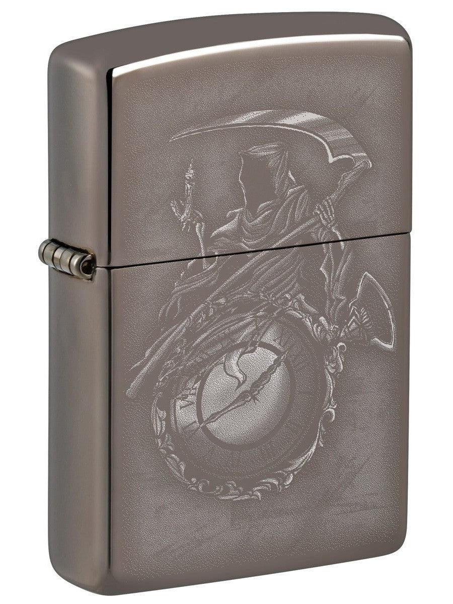 Zippo Lighter: Grim Reaper and Clock - Black Ice 81462