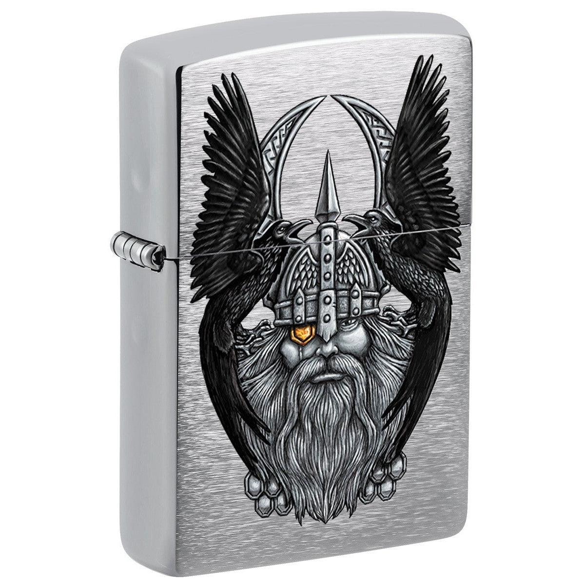 Zippo Lighter: Odin with Ravens - Brushed Chrome 81469