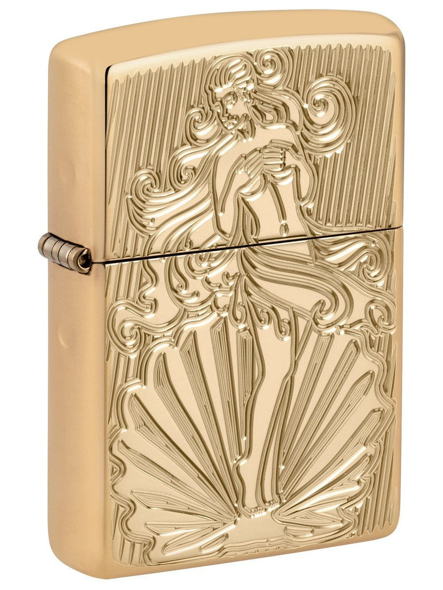Zippo Lighter: Aphrodite, The Goddess of Love, Armor Deep Carved - High Polish Brass 81493