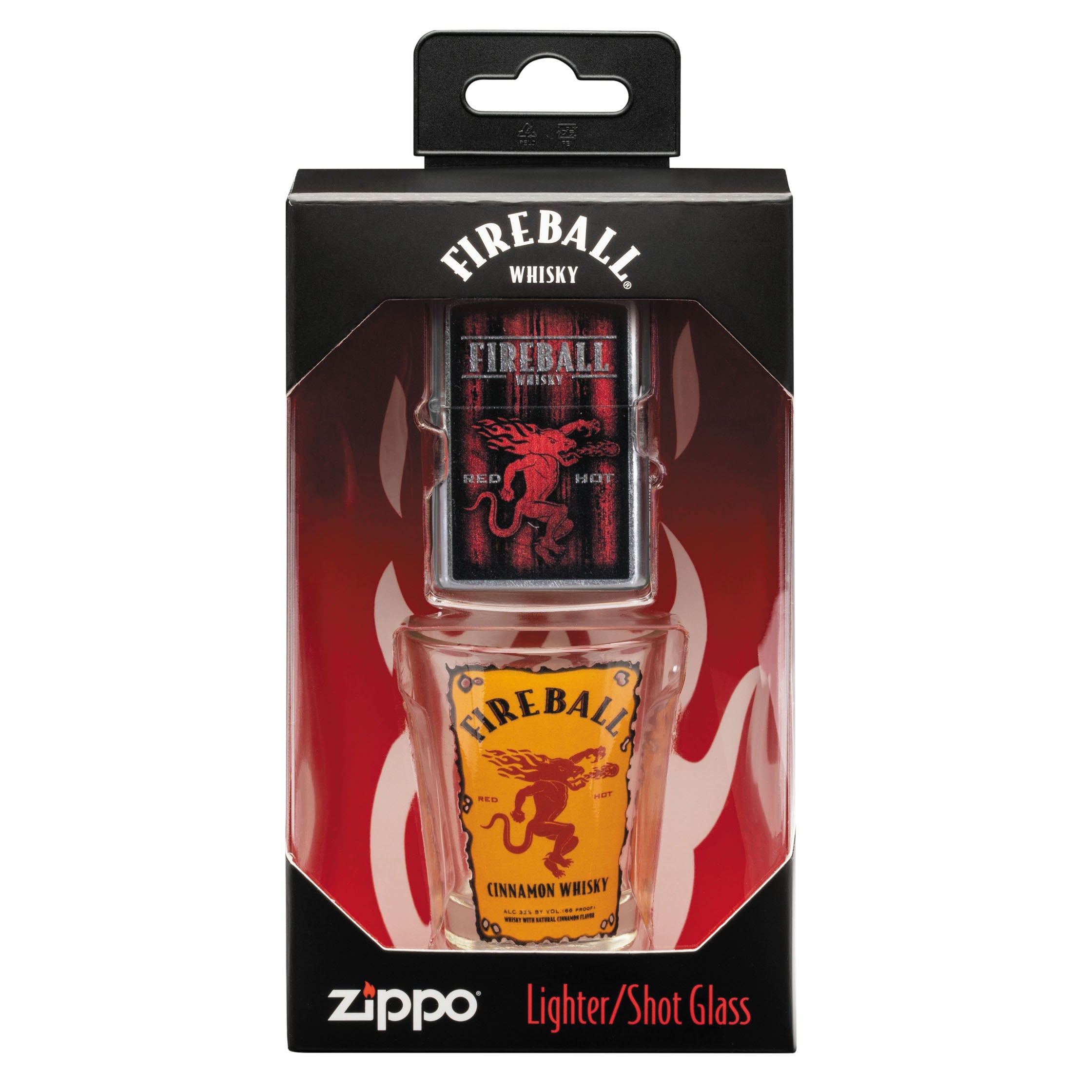 Zippo Fireball Street Chrome Lighter and Shot Glass Set - 49348