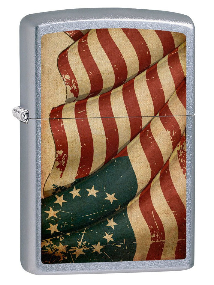 Zippo Lighter: 1776 American Flag - Street Chrome 76128