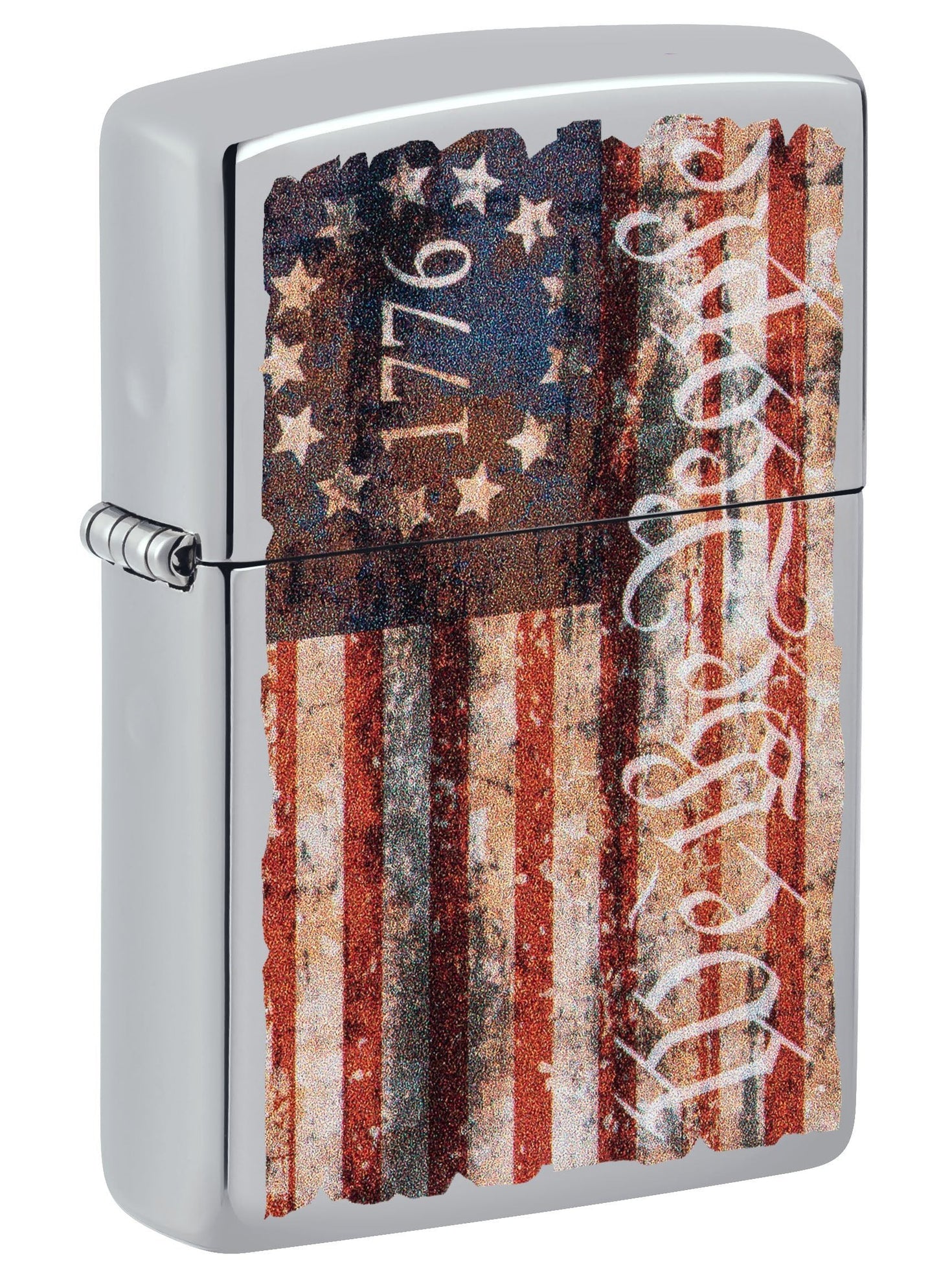 Zippo Lighter: 1776 American Flag, We the People - High Polish Chrome 49779