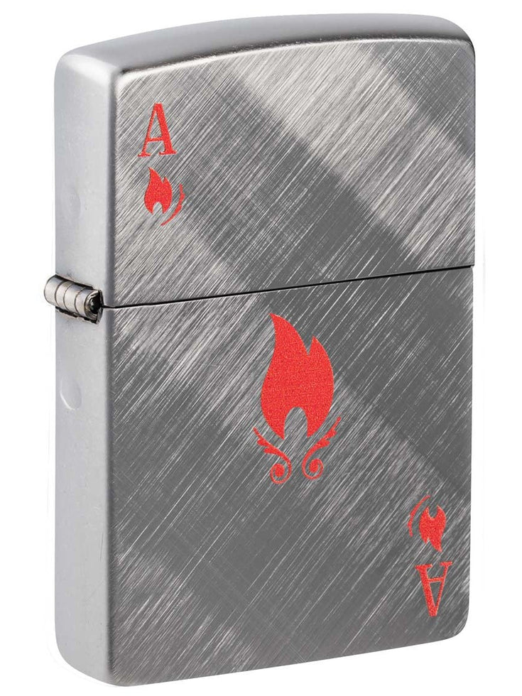 Zippo Lighter: Ace of Flames Card - Diagonal Weave 48451