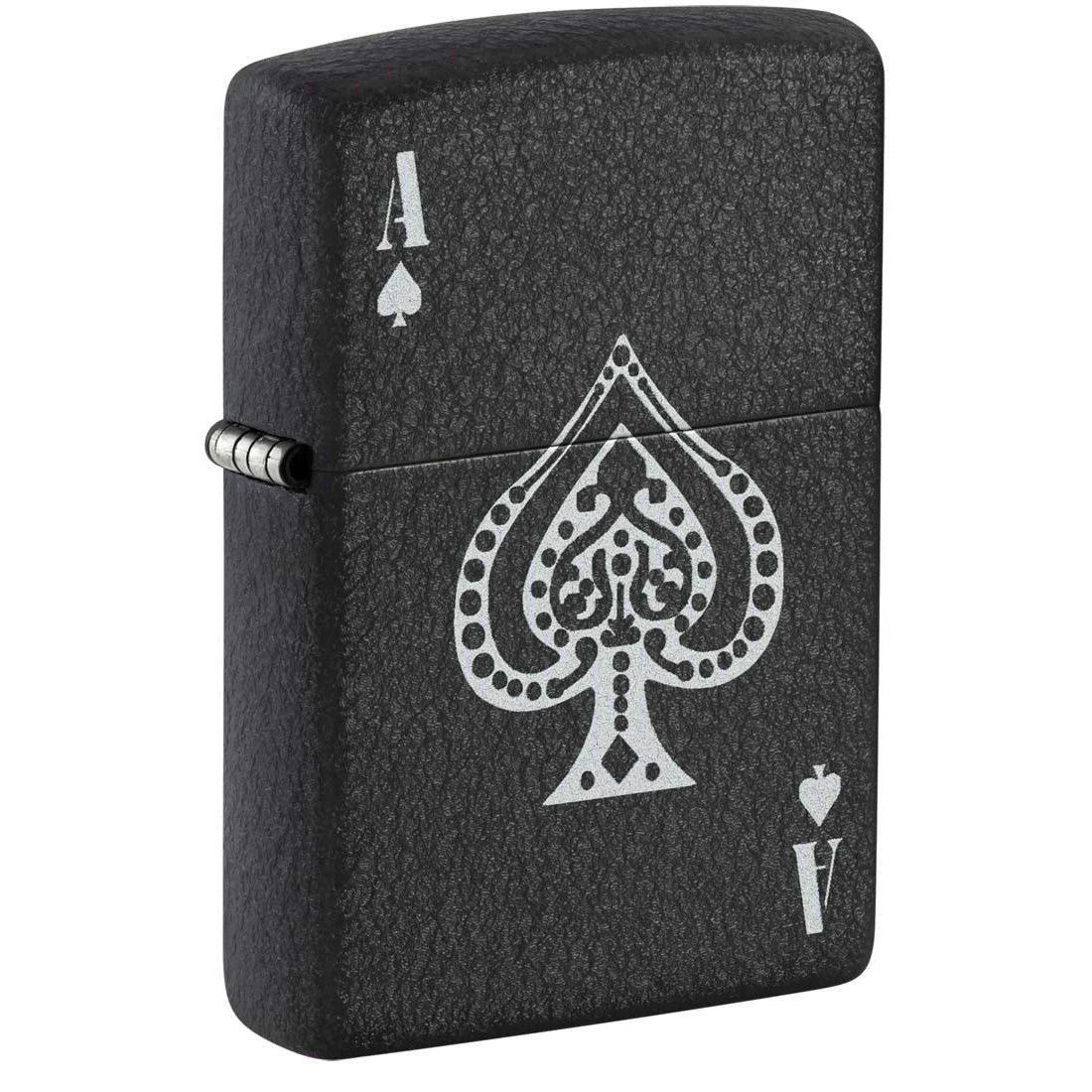 Zippo Lighter: Ace of Spades - Black Crackle 81405