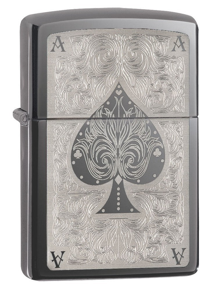 Zippo Lighter: Ace of Spades Filigree - Black Ice 28323