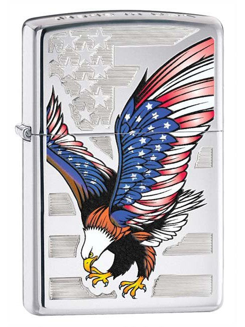 Zippo Lighter: American Eagle, Top Stamp - HP Chrome 28449