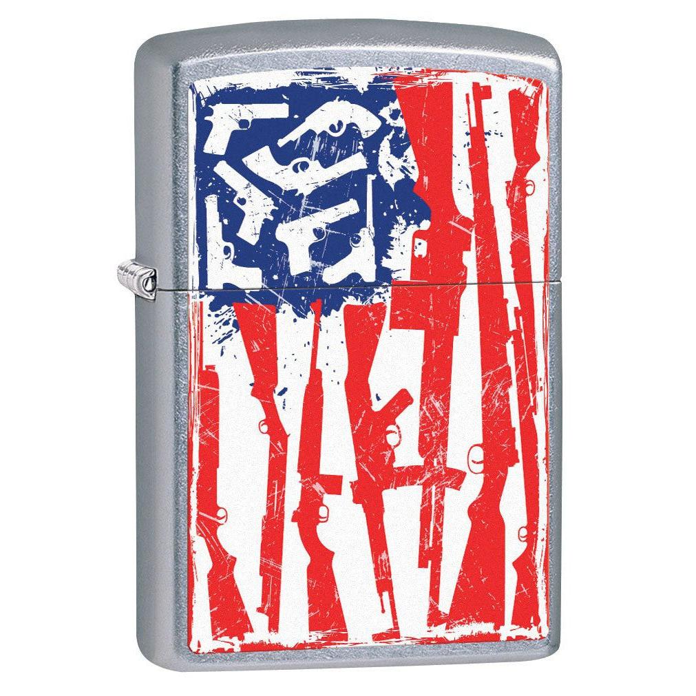 Zippo Lighter: American Flag of Guns - Street Chrome 79575