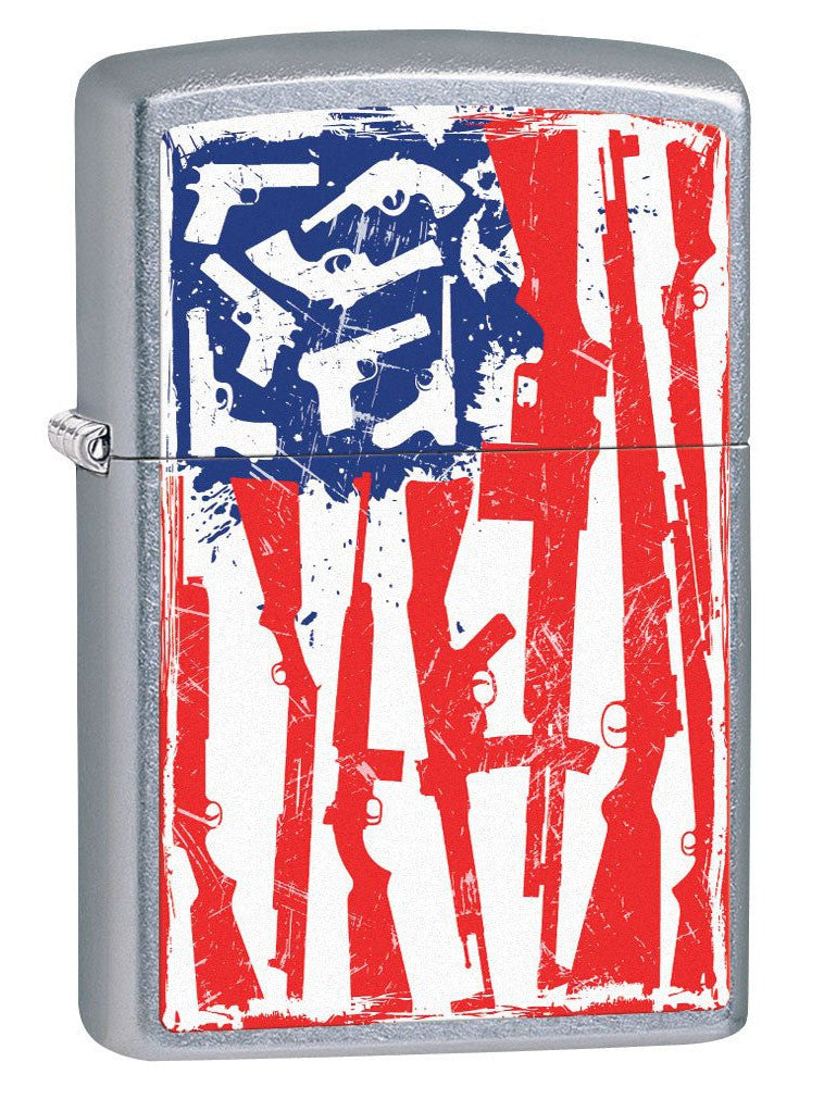 Zippo Lighter: American Flag of Guns - Street Chrome 79575