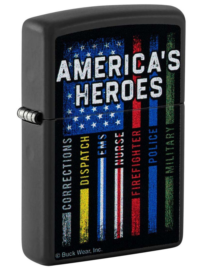Zippo Lighter: American Heroes by Buck Wear - Black Matte 48634