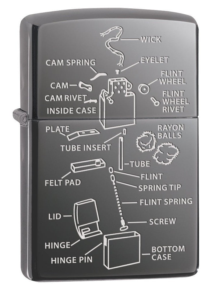 Zippo Lighter: Anatomy of a Lighter - Black Ice 77349