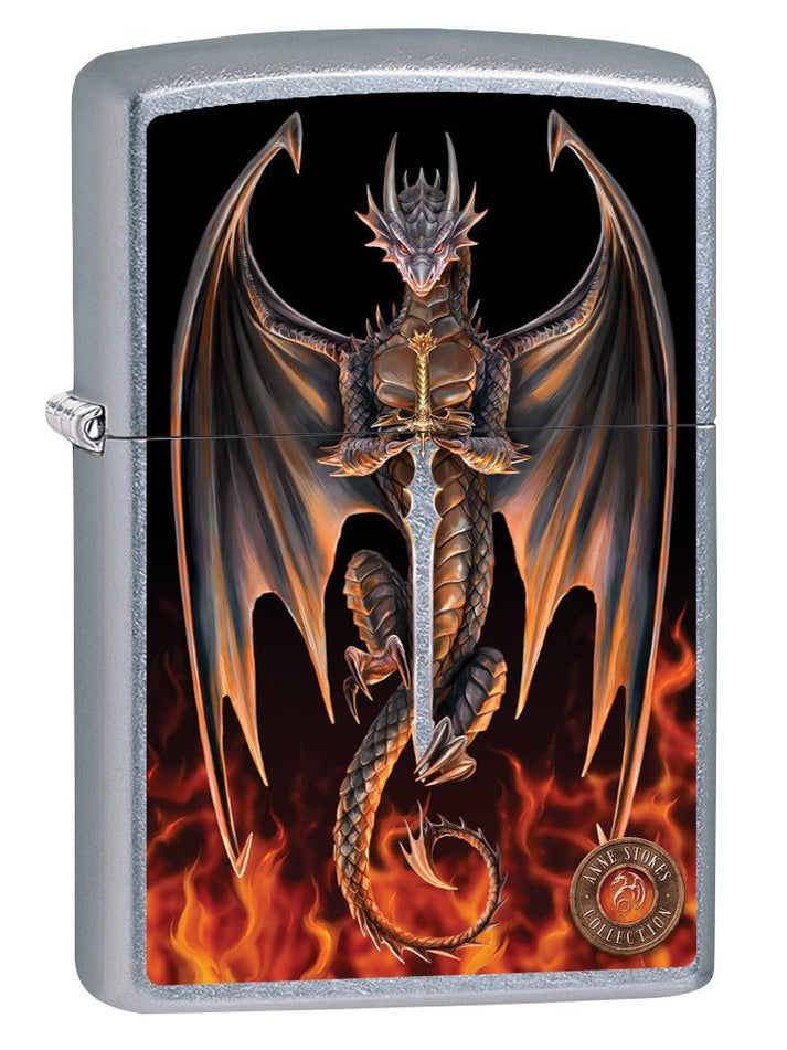 Zippo Lighter: Anne Stokes Dragon with Fire and Sword - Street Chrome 80004