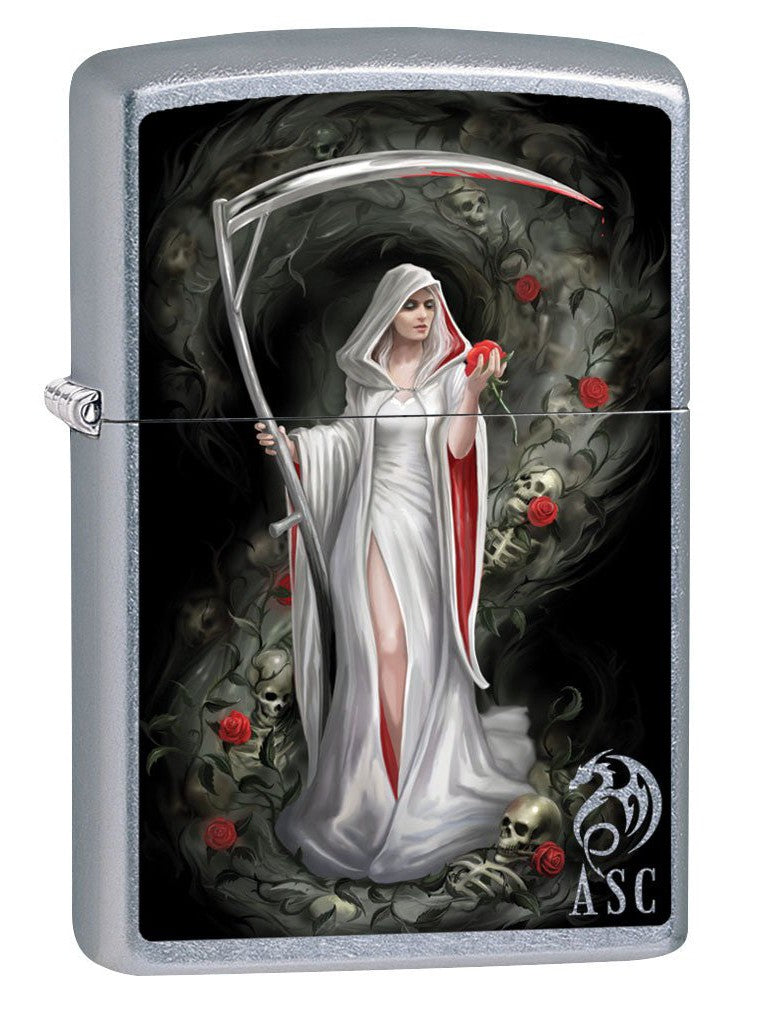 Zippo Lighter: Anne Stokes Female Grim Reaper - Street Chrome 80892