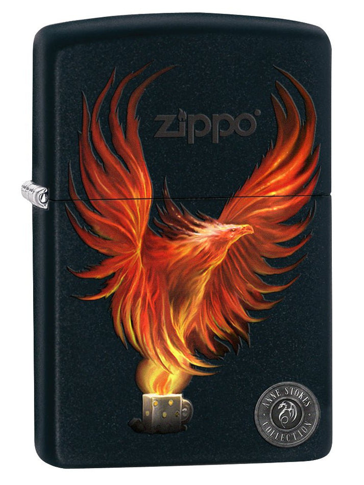 Zippo Lighter: Anne Stokes Firebird - Black Matte 77067