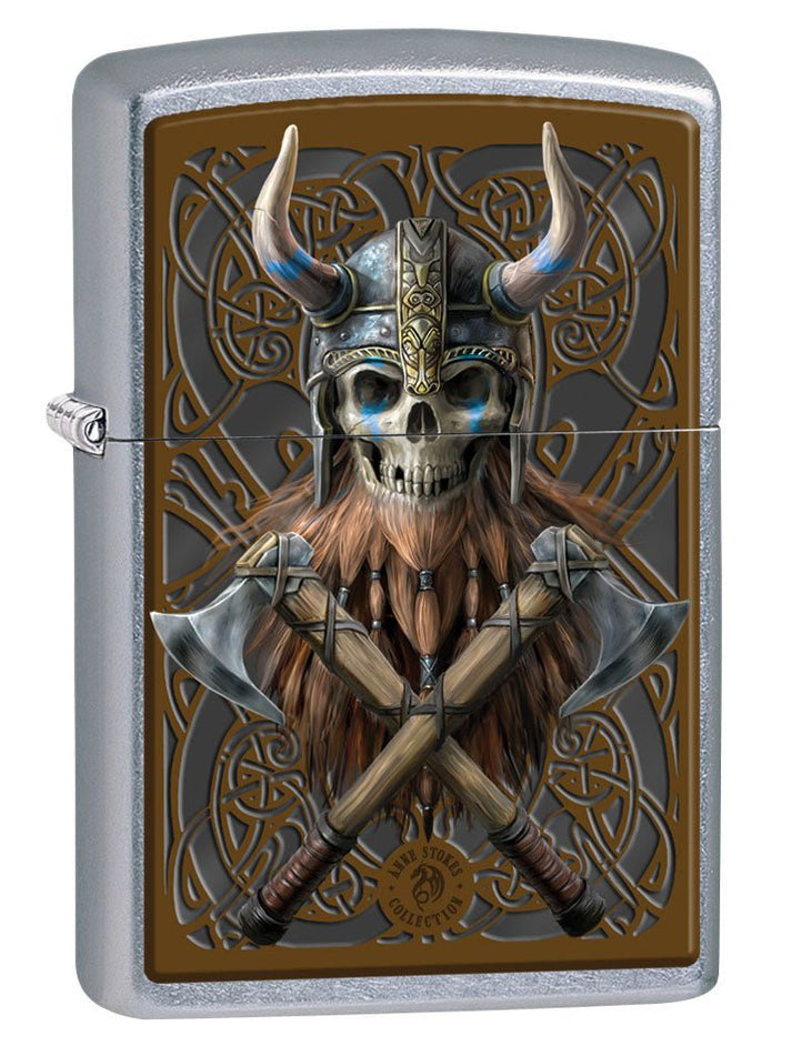 Zippo Lighter: Anne Stokes Viking Warrior Skull - Street Chrome 80886