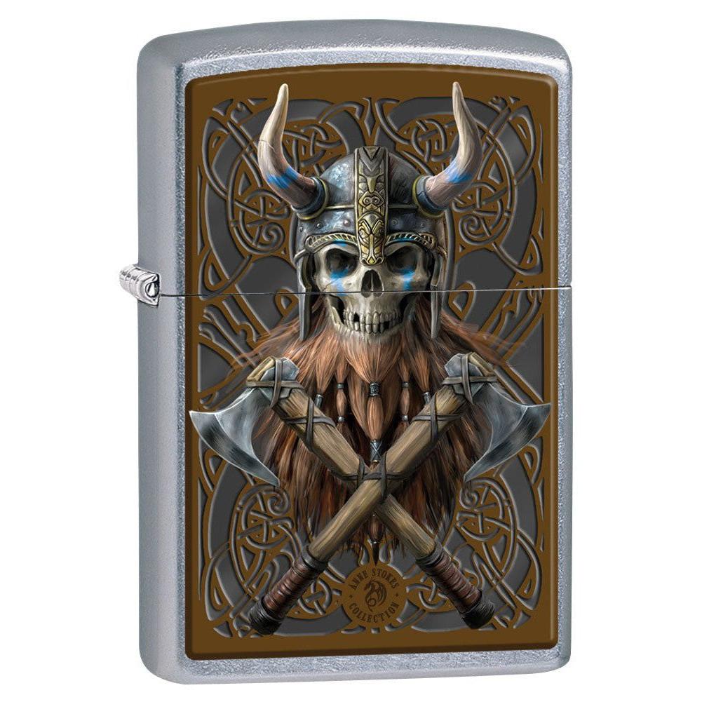 Zippo Lighter: Anne Stokes Viking Warrior Skull - Street Chrome 80886