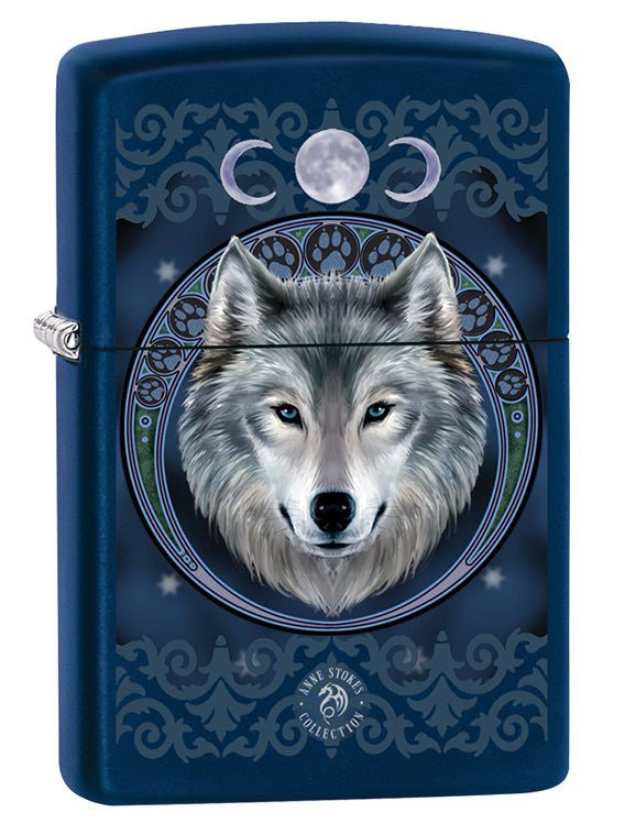 Zippo Lighter: Anne Stokes Wolf - Navy Matte 79590