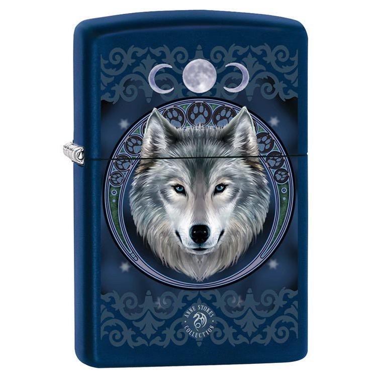 Zippo Lighter: Anne Stokes Wolf - Navy Matte 79590