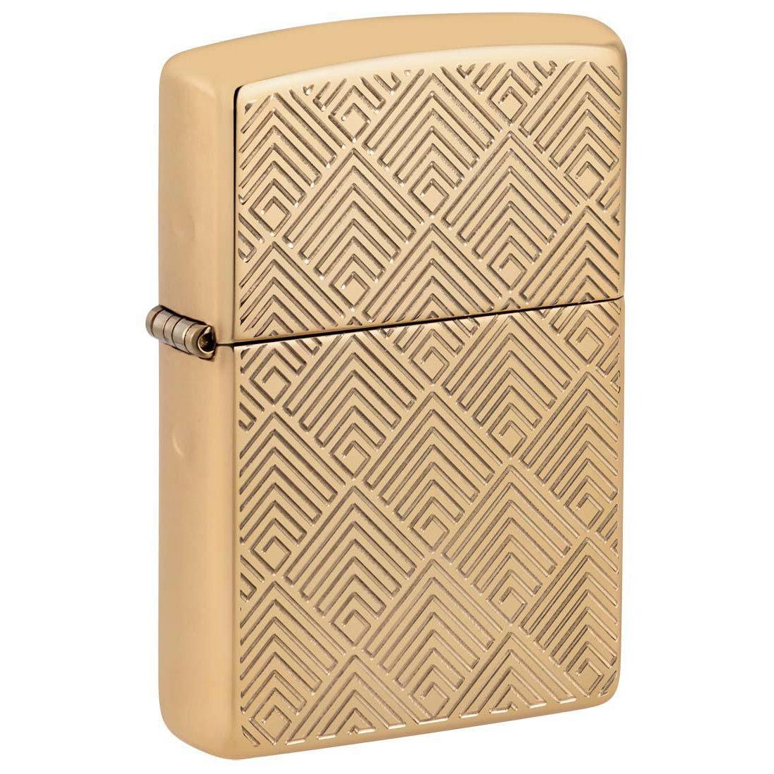 Zippo Lighter: Armor Engraved Design - High Polish Brass 48570