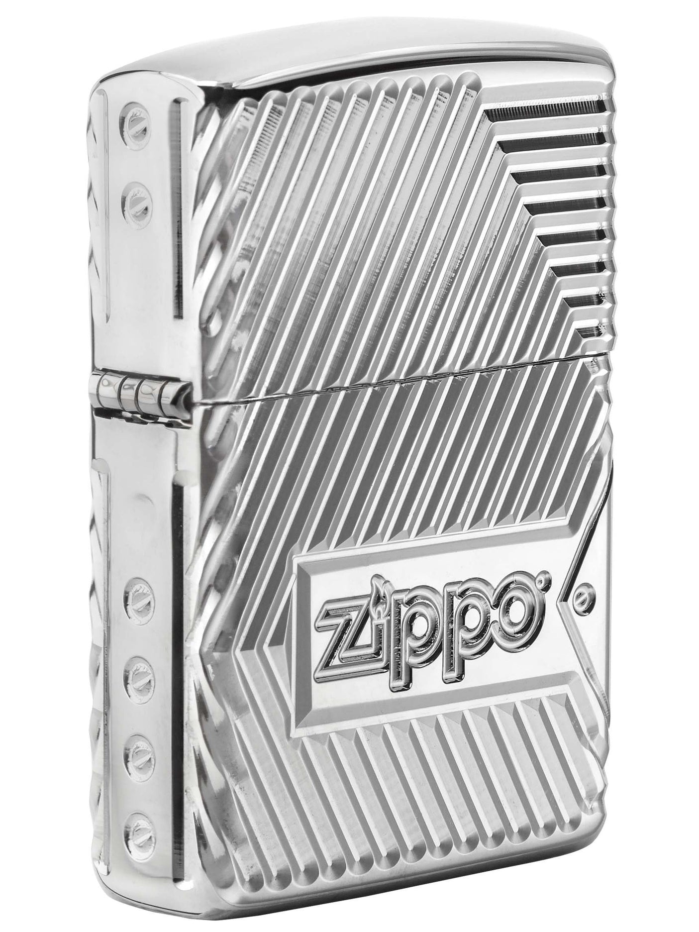 Zippo Lighter: Armor Multicut Bolts and Flame - High Polish Chrome 29672
