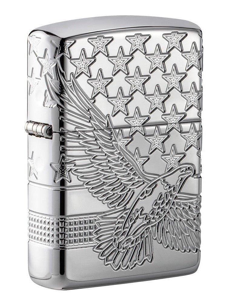 Zippo Lighter: Armor MultiCut Patriotic Eagle - High Polish Chrome 49027