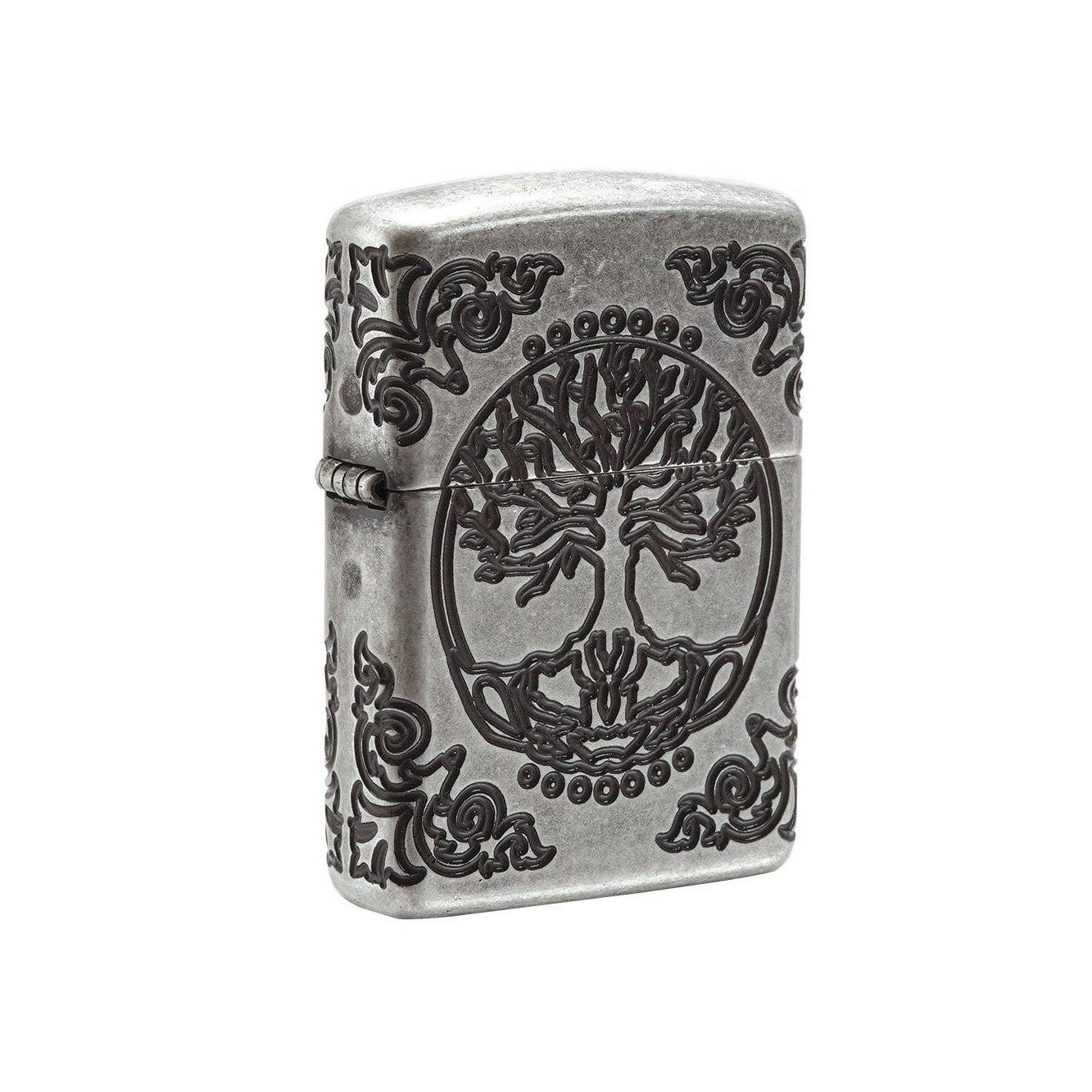 Zippo Lighter: Armor Multicut Tree of Life - Antique Silver 29670