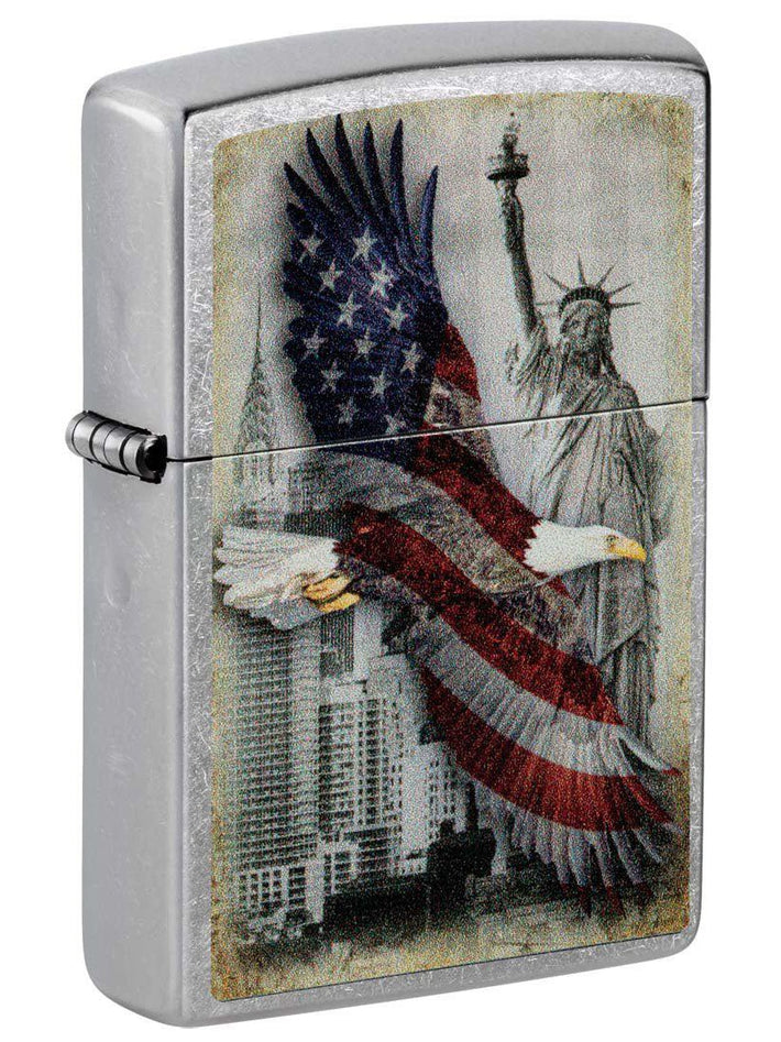 Zippo Lighter: Bald Eagle and New York City - Street Chrome 81410