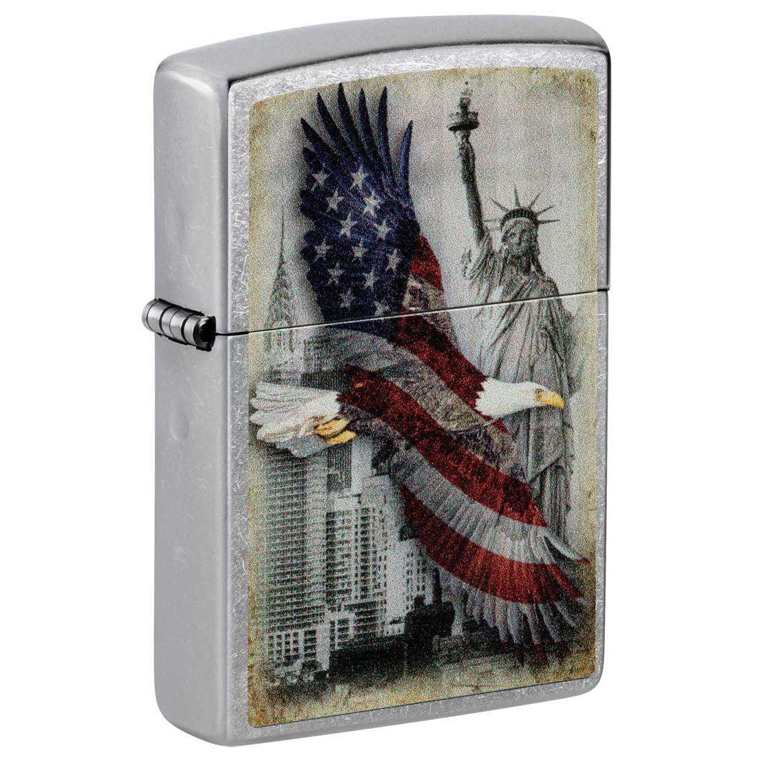 Zippo Lighter: Bald Eagle and New York City - Street Chrome 81410