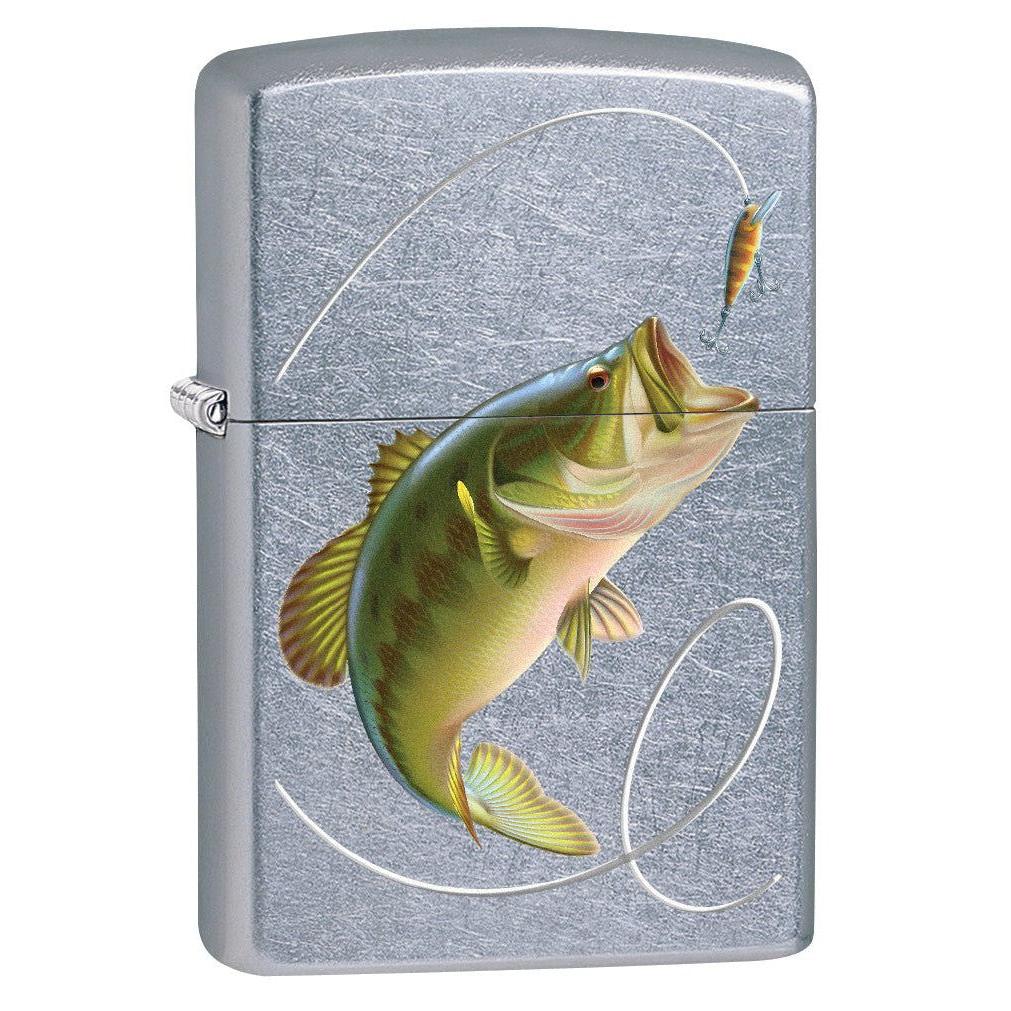 Zippo Lighter: Bass Fishing - Street Chrome 77475