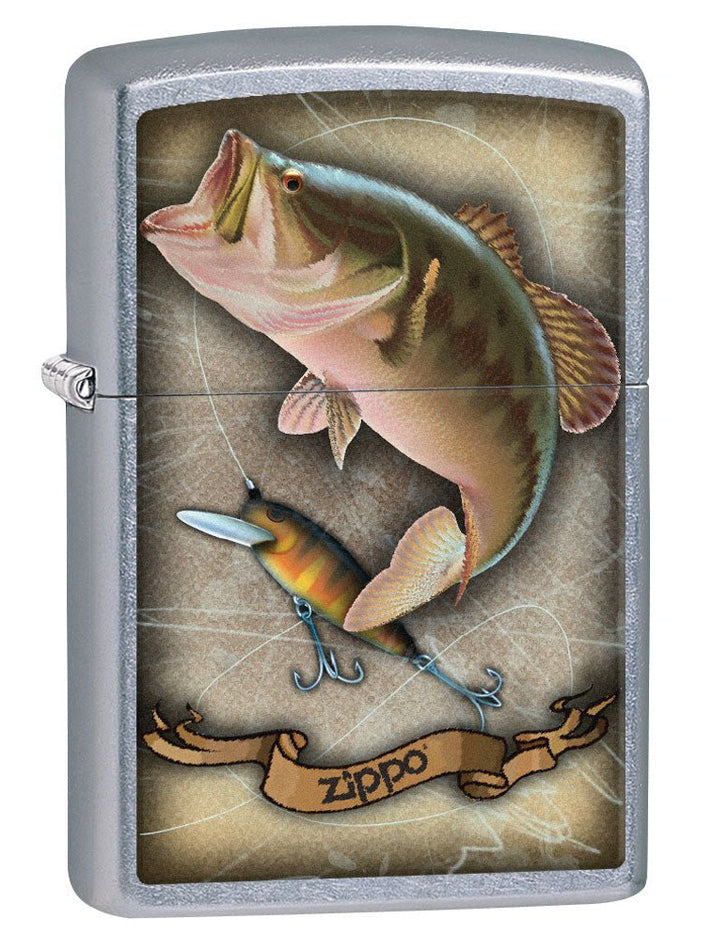 Zippo Lighter: Bass Fishing with Lure - Street Chrome 80472
