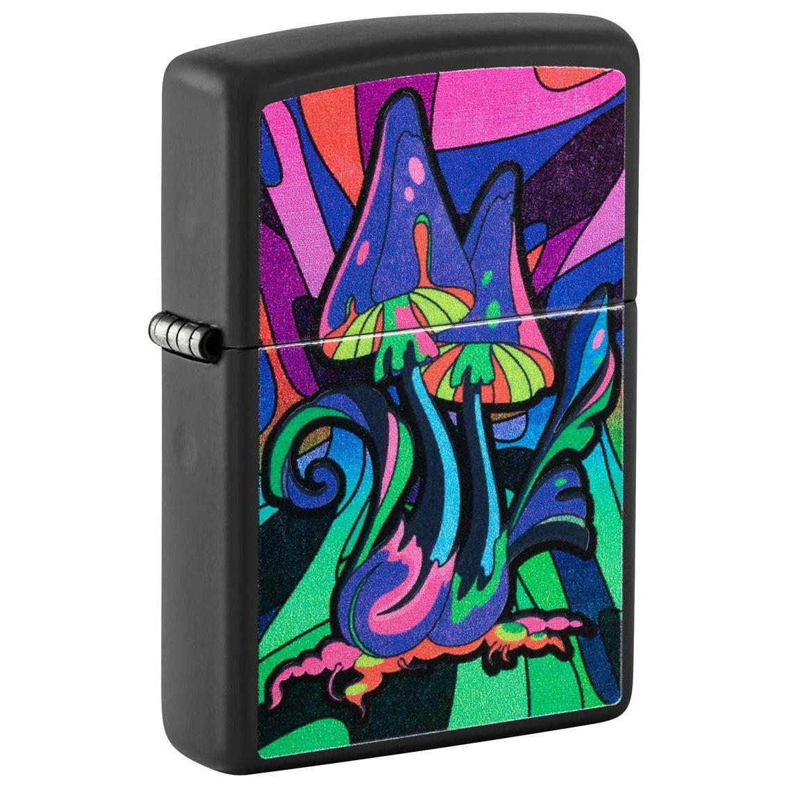 Zippo Lighter: Black Light Counter Culture Design - Black Matte 48386