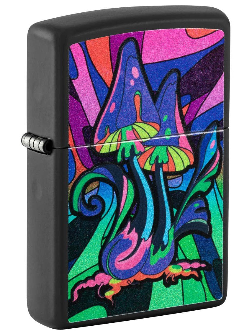 Zippo Lighter: Black Light Counter Culture Design - Black Matte 48386