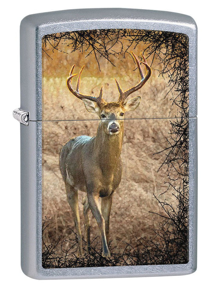 Zippo Lighter: Buck in a Field - Street Chrome 80701