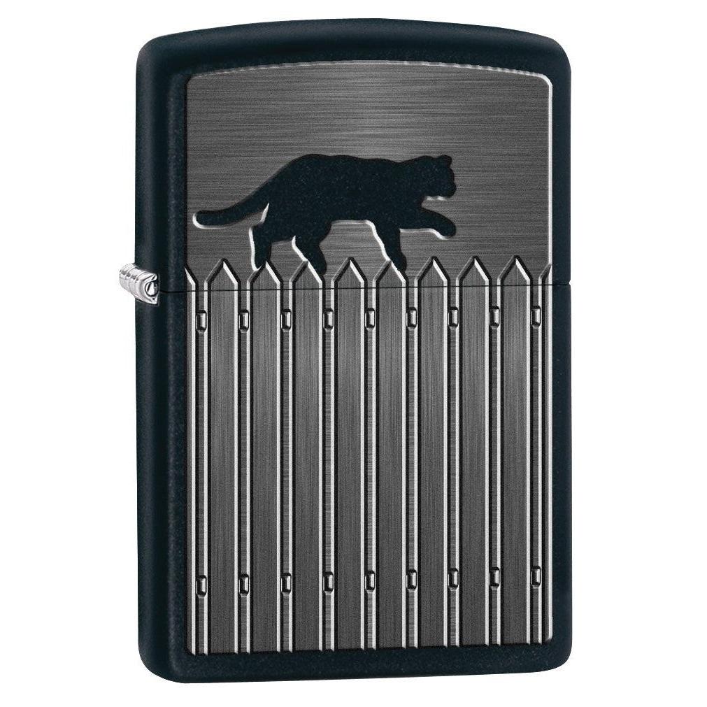 Zippo Lighter: Cat On A Picket Fence - Black Matte 78042
