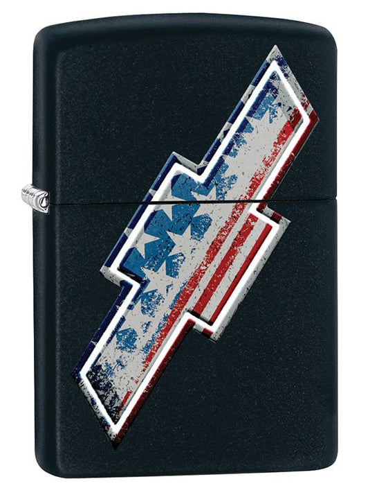 Zippo Lighter: Chevrolet American Flag - Black Matte 79614