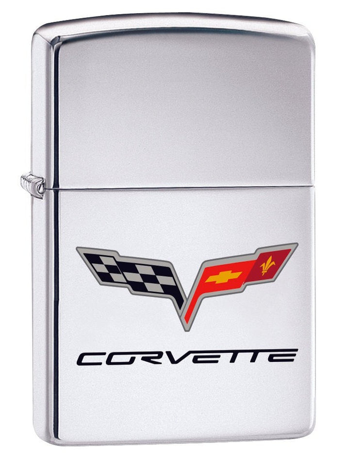 Zippo Lighter: Chevy Corvette Logo - High Polish Chrome 76485