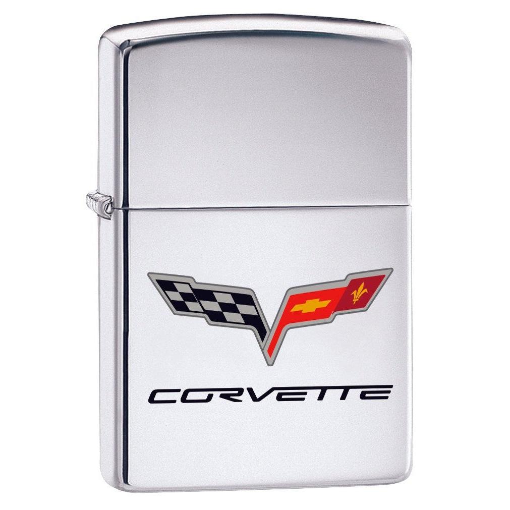 Zippo Lighter: Chevy Corvette Logo - High Polish Chrome 76485