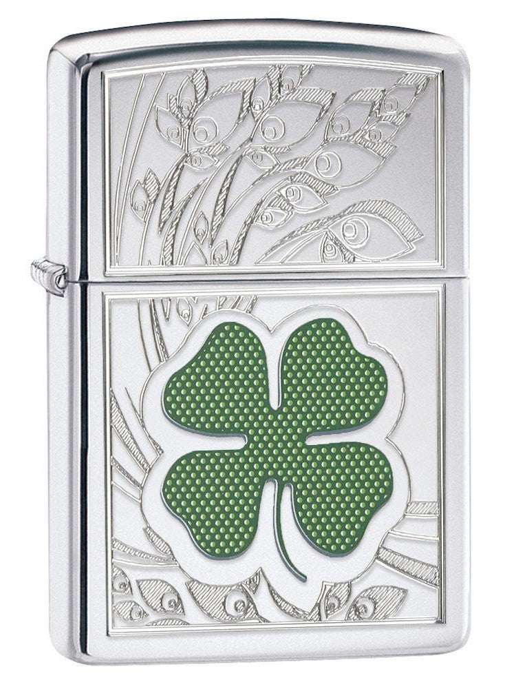 Zippo Lighter: Clover Emblem - HP Chrome 24699