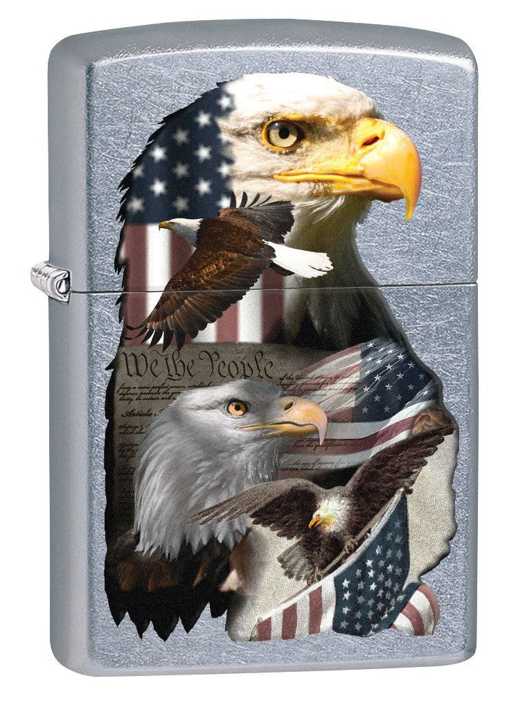 Zippo Lighter: Constitution and Bald Eagle - Street Chrome 80514