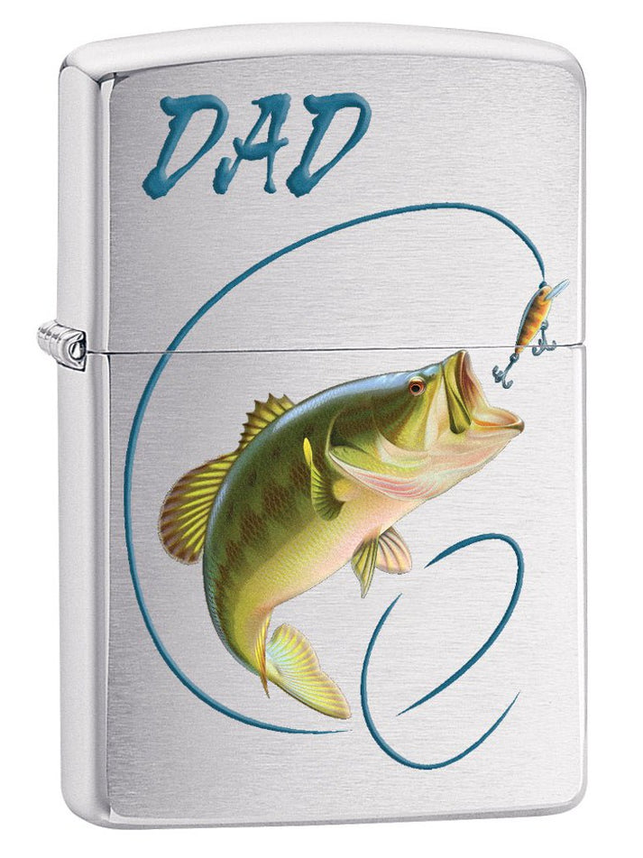 Zippo Lighter: Dad, Bass Fishing - Brushed Chrome 78657