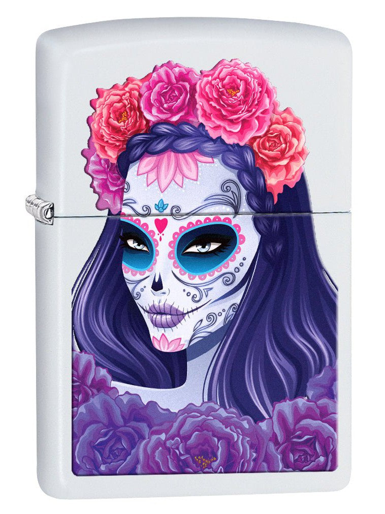 Zippo Lighter: Day of the Dead Girl - White Matte 78258