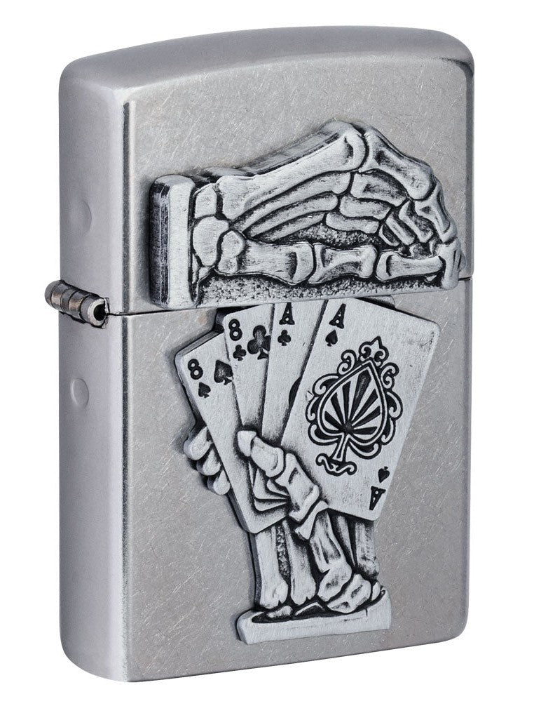 Zippo Lighter: Dead Man's Hand Emblem - Street Chrome 49536