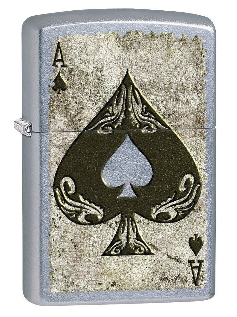 Zippo Lighter: Distressed Ace of Spades - Street Chrome 80574