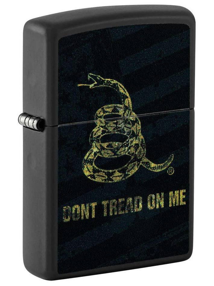Zippo Lighter: Don't Tread on Me Logo - Black Matte 48553